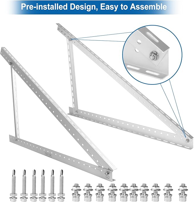45" Solar Panel Mount Bracket for 100-400 Watts Solar Panel with Enhanced Cross Beams, Suitable for Roof, RV, Ground, Boat etc.