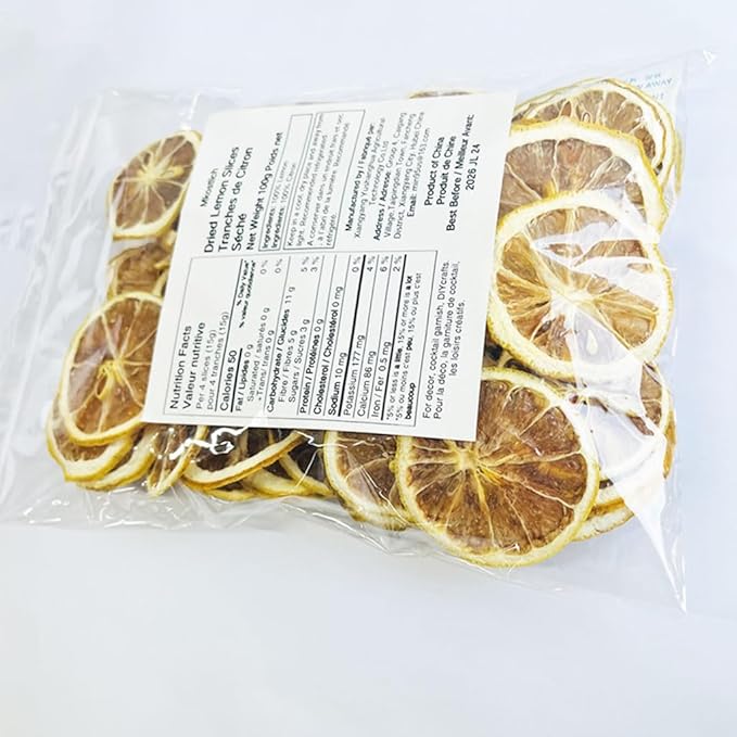 Mkostlich Dried Lemon Slices Bulk, 100g/3.52oz Natural Dehydrated Lemon Slices for Cocktails Garnish/ Tea/ Baking, No Sugar Added