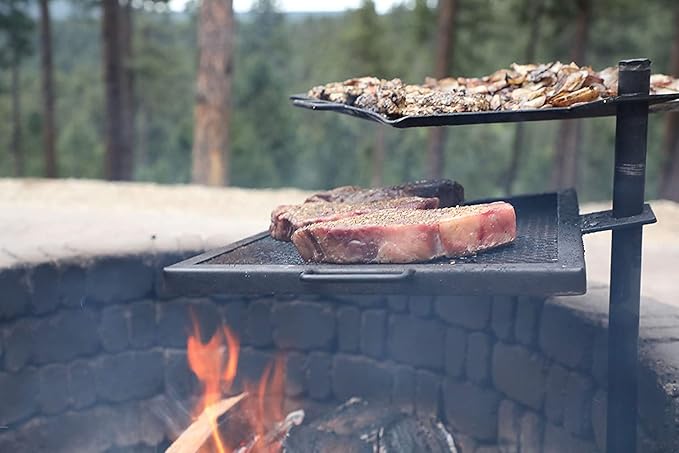 GameMaker Open Fire Cooking Grill ??Portable Campfire Grill for Open Flame Cooking, Firepits, Outdoor Fire Rings & Camping ??Heavy-Duty, Easy Setup & Adjustable Height
