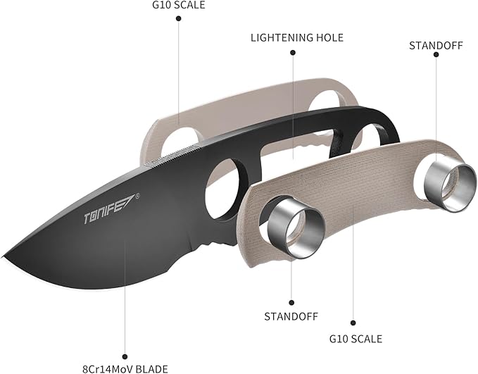 TONIFE Fixed Blade Knife 4.8cm, Mini Neck Knife with Kydex Sheath and Cord, EDC Portable Fixed Knife for Outdoor Survival