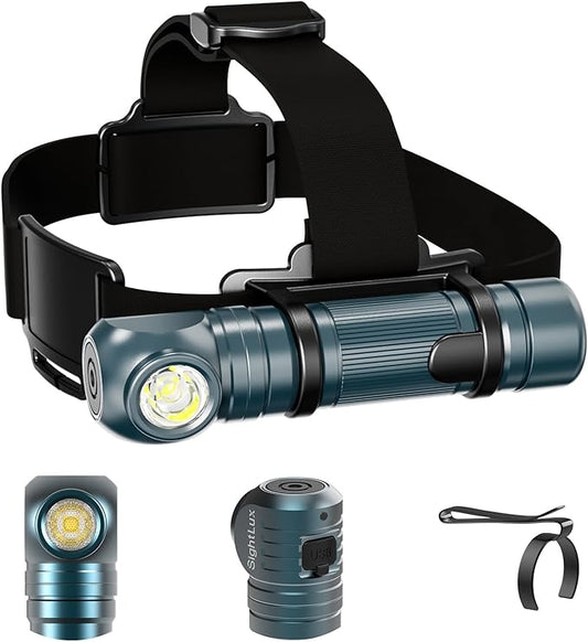 Headlamp Flashlight Rechargeable - 1500 Lumens Right Angle Headband LED Headlight, Waterproof Head Flashlight for Adults Outdoor, Camping, Hiking, Fishing, Emergency, Magnetic,USB C