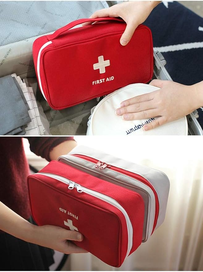 First Aid Bag - First Aid Kit Bag Empty for Home Outdoor Travel Camping Hiking, Mini Empty Medical Storage Bag Portable Pouch (Red)