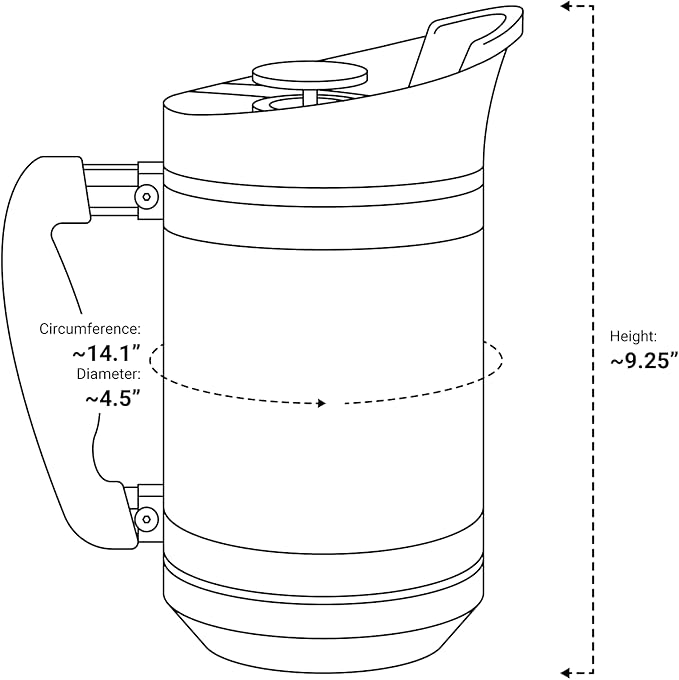 BruTrek BaseCamp Coffee Press - Double Wall Insulated Stainless Steel - Bru-Stop Technology, No Grounds in Coffee, No Spill Lid (Obsidian, 32 fl.oz)
