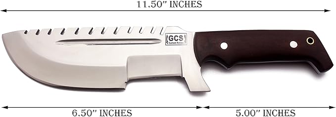 GCS Handmade D2 steel Hunting Knife G10 Handle Fixed Blade Knife Right Hand Scout Carry Buffalo leather Sheath and Sharpening Stone for Hunting Camping Survival and EDC