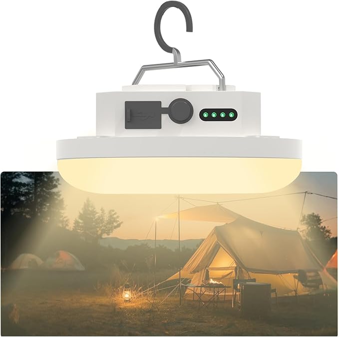Camping Lantern 10500mAh Rechargeable Battery, 30W Ultra Bright LED Hanging Light with 3 Modes, Waterproof Portable Tent Lighting for Outdoor Emergency & Hiking