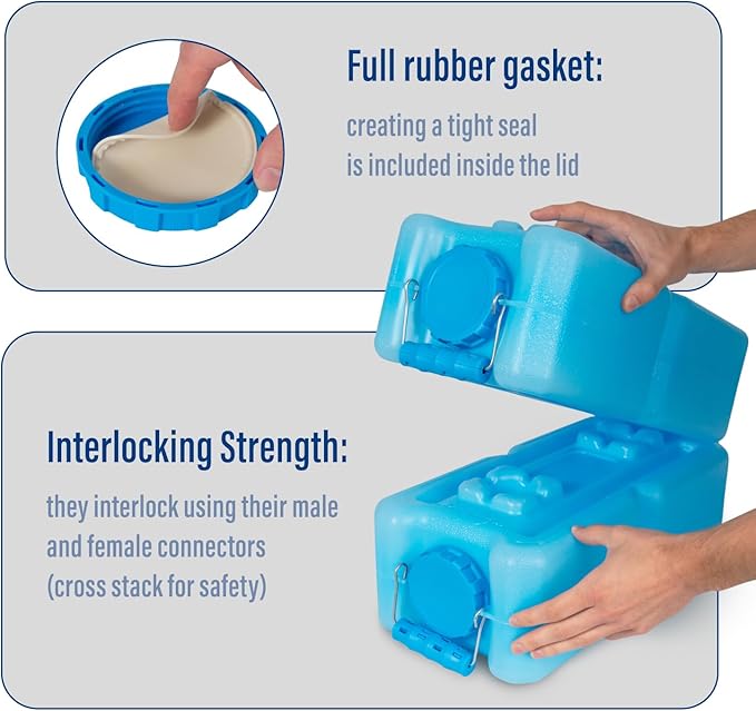 WaterBrick International Water Storage Containers for Emergency Water Storage | 6-Pack of Stackable 3.5 Gallon Water Container Bricks | Food-Grade HDPE Plastic | BPA-Free | STD Blue