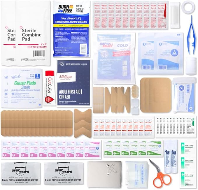 MFASCO Vehicle First Aid Kit - DOT/ANSI/OSHA Compliant - Metal - Portable & Mountable - Waterproof - First Aid Kits for Businesses, Construction, Commercial Vehicles, Workplaces - 115 Pcs