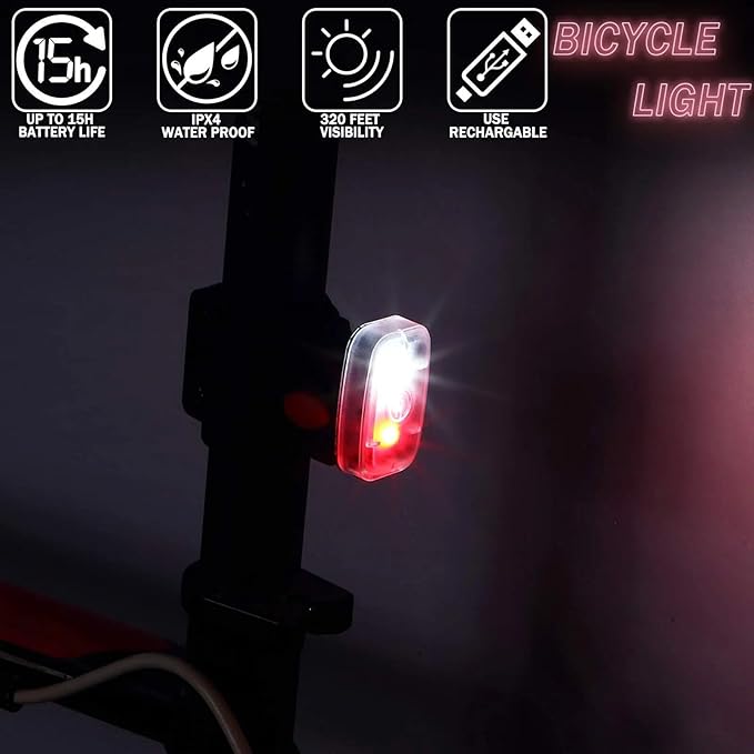 Mudder Running Lights for Runners Rechargeable LED Safety Lamps USB Rechargeable Clip on Strobe Bicycle Tail Lamps with 5 Modes Flashing Bike Lights for Night Riding Walking Hiking Pet Dog