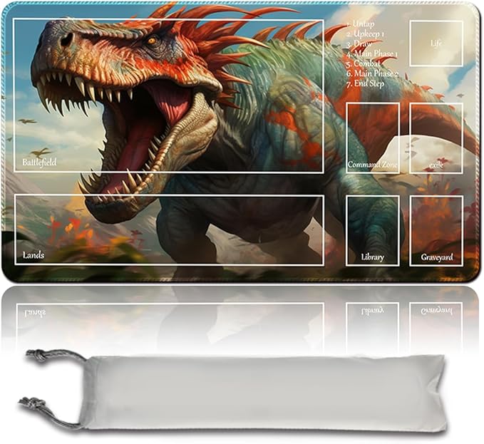 Board Game Pad MTG Playmat + Free Waterproof Bag, TCG Solitaire Table Game Pad Size 24 x 14 inche Mouse Mat Compatible with MTG TCG (Gishath, Sun's Avatar)