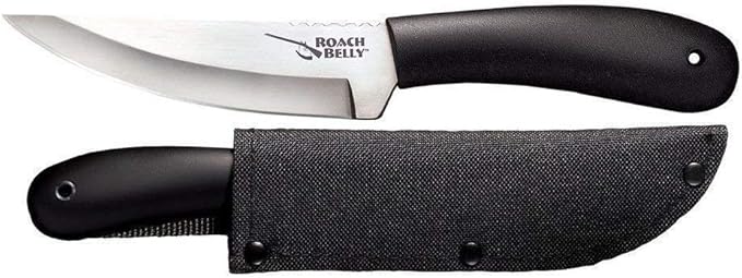 Cold Steel Roach Belly 4.5" German 4116 Stainless Steel Fixed Blade Trailing Point Outdoor Hunting Utility Knife, 4" High Impact Polypropylene Handle, Durable Sheath Included