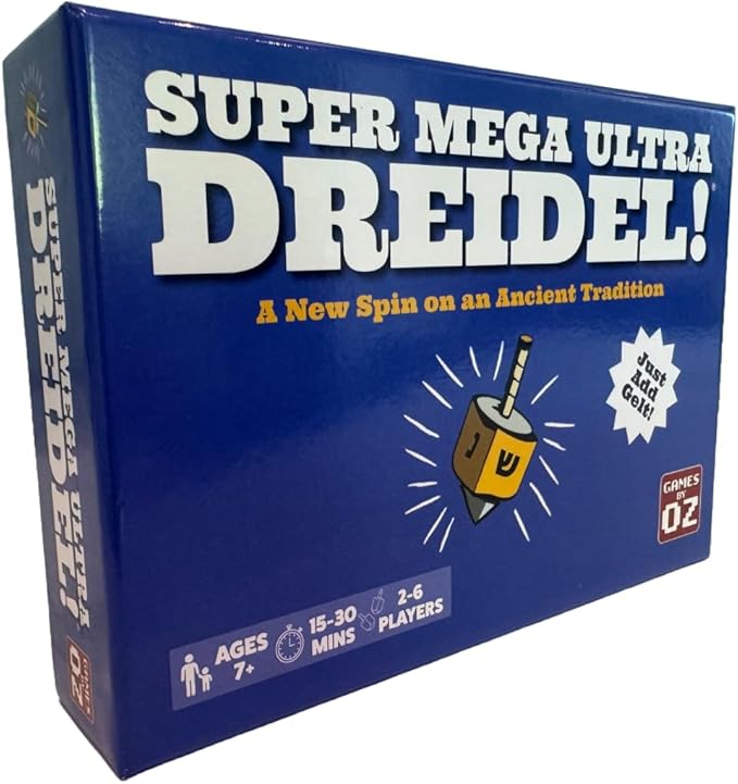 Super Mega Ultra Dreidel - Card Game Adds a New Spin on an Ancient Tradition - Family Holiday Fun for 2-6 Players Age 7+