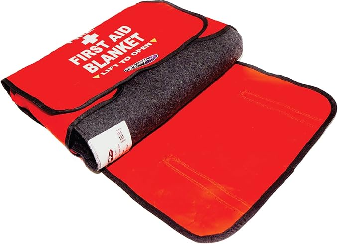 Kemp USA First-Aid Blanket Bag, Travel Essentials for Safety & Emergency - with 80% Wool Blanket Included - Lightweight and Mountable Survival Gear and Supplies (17x4.5x12.5 inches)