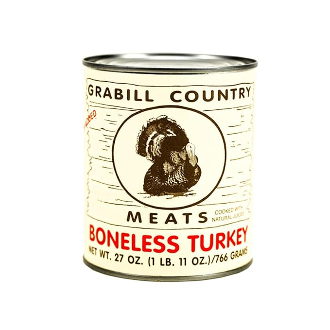 Grabill Country Meats Canned Boneless Turkey – 27 oz Cans, Pack of 12 | Premium All-Natural White Meat, Fully Cooked, Heat & Serve | Shelf-Stable Protein for Quick Meals, Sandwiches, Salads, Casseroles, Camping, Emergency Food & Pantry Storage