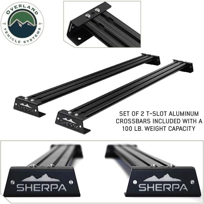 Overland Vehicle Systems XD Sherpa Soft Shell Aluminum Hard Shell Hybrid Roof Top Tent with Blackout Kit - Grey Body & Black Rainfly