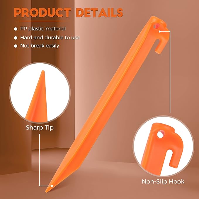 Yalikop 9 Inch Plastic Inflatable Tent Stakes Black Replacement Yard Inflatable Accessories for Camping Tent Pegs Garden Home Decorations
