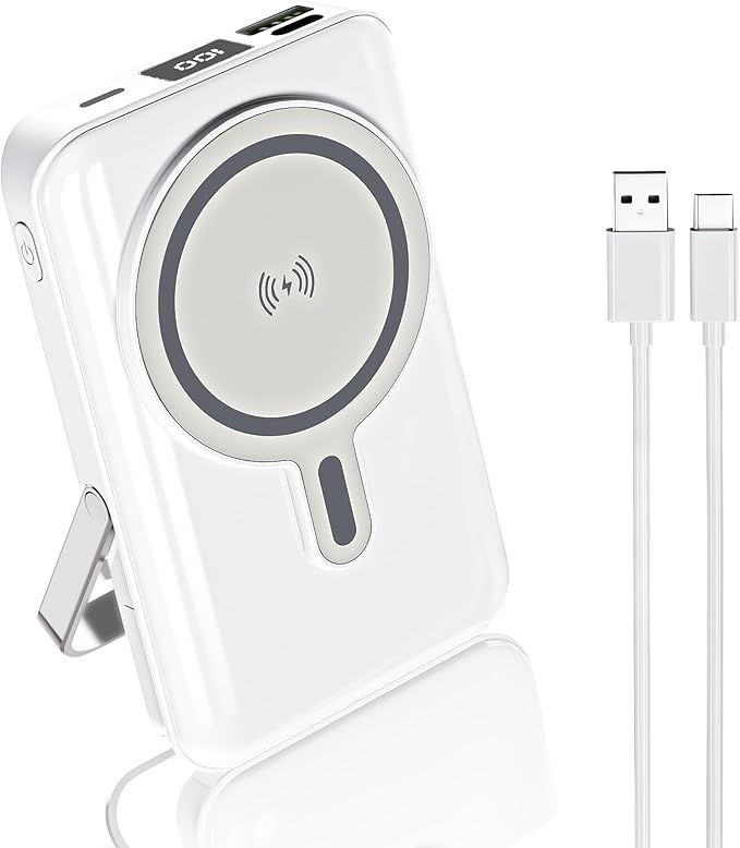 Magnetic Portable Charger Bank Built-in Cables,10000mAh USBC Power Bank 22.5W MAX Battery Pack Magnet Charger Protable Powerbank Fast Charging for Apple iPhone 17/16/15/14/13/12 Series,Samsung S25/S24