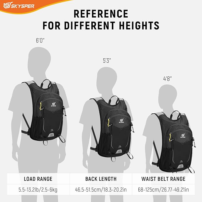 SKYSPER 15L Hiking Backpack Small Travel Daypack Breathable Lightweight Day Hike Bag with Shoulder Pocket Women Men