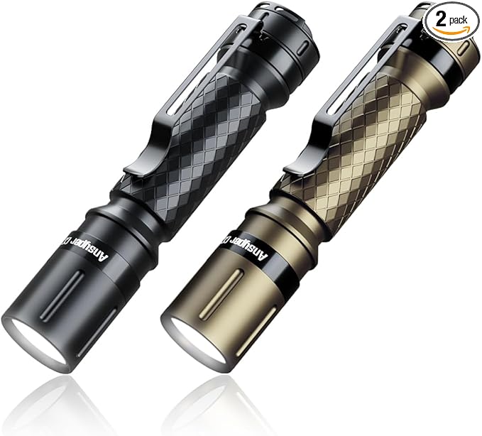 Mini Flashlight 3 Modes Small Flashlights LED Powerful High Lumens Tactical Pen Light with Clip,Slim Portable Pocket Compact Torch for Emergency Inspection AAA Battery Water-Resistant (Black & Gold)