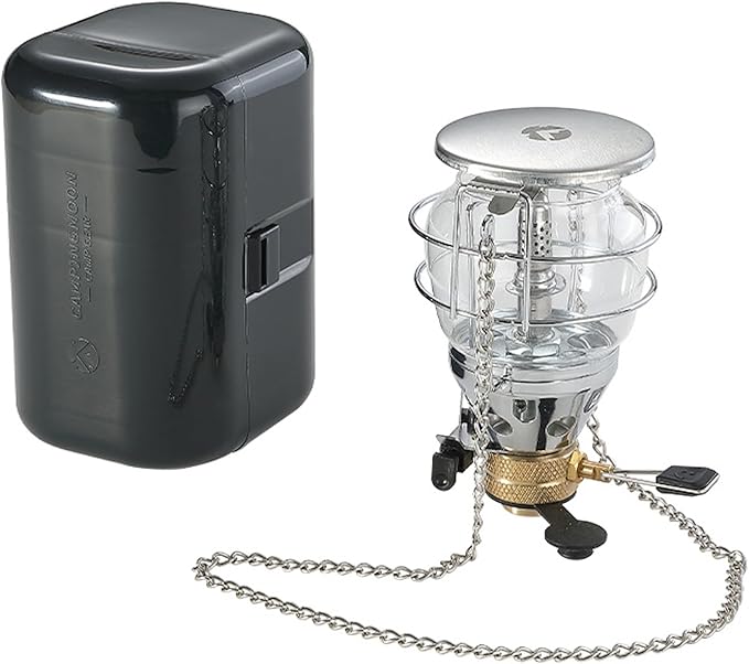 CAMPINGMOON Mini Gas Camping Lantern with Hanging Chain & Hard Case ??80W Equivalent Brightness, Adjustable Dial, Outdoor Portable Butane Lamp for Hiking, Backpacking, Emergency, Tent Lighting T-4
