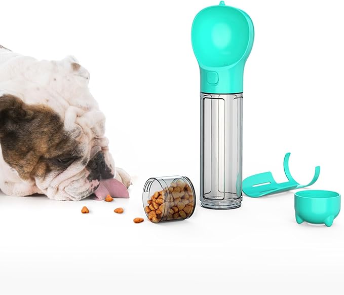 DoqiPaw Dog Travel Water Bottle Leak Proof No Spill Lead Leash Waterer Feeder Accessory Alternative to Dispenser Portable Pet Bowl Large Dogs(500ml) (Blue)