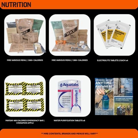 72 Hour Survival Kit - 291 Pieces Survival Gear and Supplies - 45L Go Bag Emergency Backpack, First Aid, Water Filter, Tools, Tent, Camping Essentials, Emergency Preparedness - The Alpha