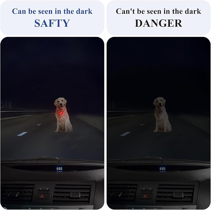 Dog Lights for Night Walking, 2 Pack 4 Modes Dog Collar Light, IP68 Waterproof Pet LED, 700 mAh High Capacity USB Rechargeable Pet Safety Accessories for Night Cycling, Climbing, Camping