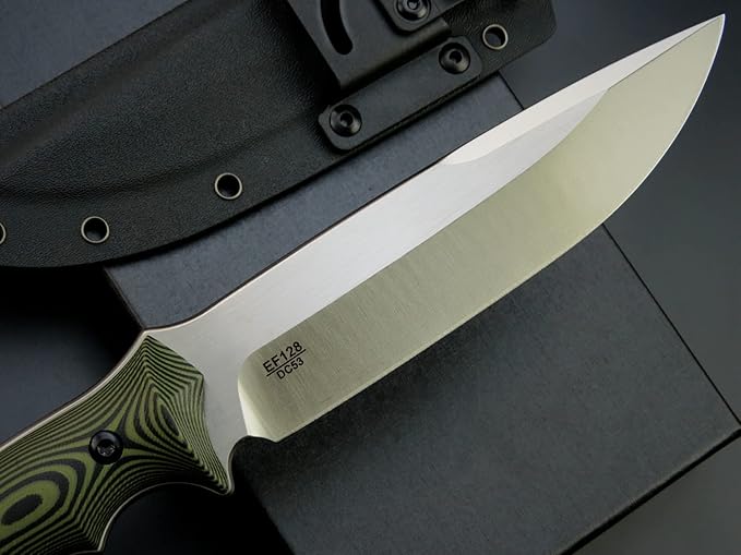 Eafengrow EF128 Fixed Blade Knife DC53 Steel Blade, Two Tone G10 Handle Full Tang Fixed Knifes Straight Knife for Working Camping Hunting Adventure EDC Tool Knife