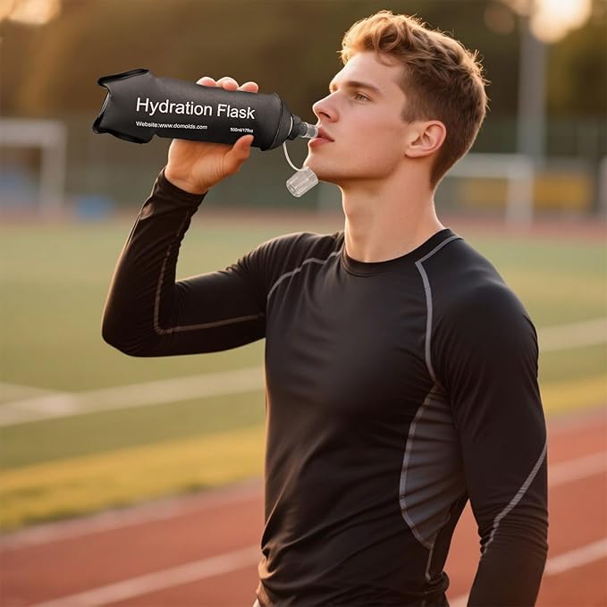 GYGYL Soft Flask, TPU Collapsible Soft Water Bottle for Hydration Pack, Running Vest, Leak-Proof Folding Water Bottle for Hiking Cycling Climbing Jogging-150ml Black