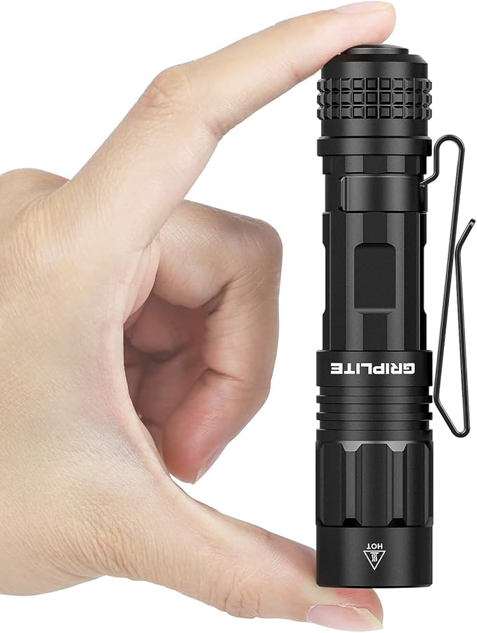 Pocket Flashlight, 500 Lumens Dual Fuel Rechargeable AA LED Light, Small EDC Flashlight with Clip for Camping, Hiking and Everyday Use