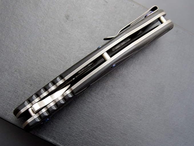 Eafengrow EF919 Folding Knife with Pocket Clip D2 Steel Blade G10 Handle Scales EDC Tool Outdoor Knives for Camping Fishing Hiking(Black)