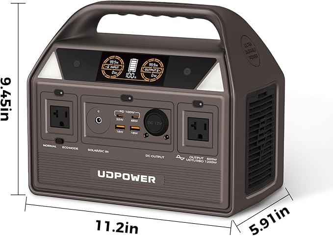 C600 Solar Generator with 120W Solar Panel - 600W Portable Power Station(Surge 1200W) AC Output, 595Wh LiFePO4 Battery, for Camping, Travel, RV, Emergency Power Backup(Brown)