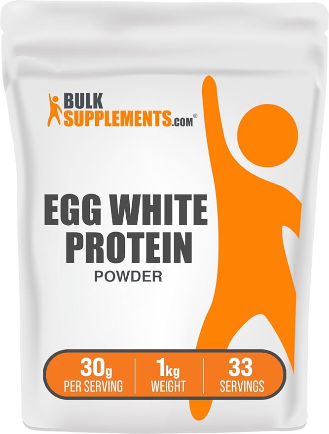 BulkSupplements.com Egg White Protein Powder - Egg White Powder, Lactose Free Protein - Unflavored & Dairy Free, 30g per Serving, 1kg (2.2 lbs) (Pack of 1)