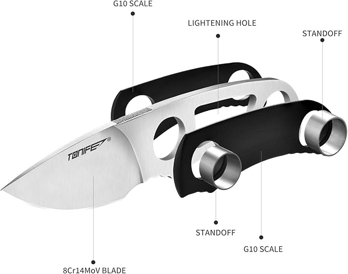 TONIFE Fixed Blade Knife 4.8cm, Mini Neck Knife with Kydex Sheath and Cord, EDC Portable Fixed Knife for Outdoor Survival