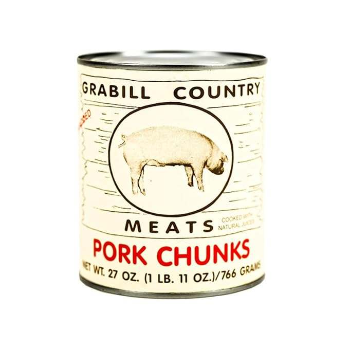 Grabill Country Meats Pork Chunks – 27 oz Cans, Pack of 12 | Fully Cooked & Ready to Eat | All-Natural Shelf-Stable Pork for Quick Meals, BBQ, Sandwiches, Camping & Long-Term Emergency Food Storage