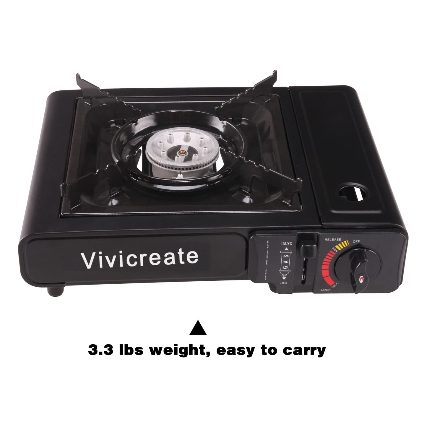Vivicreate Portable Butane Stove 8500 BTU, Butane Stove with Auto Ignition for Camping, Lightweight