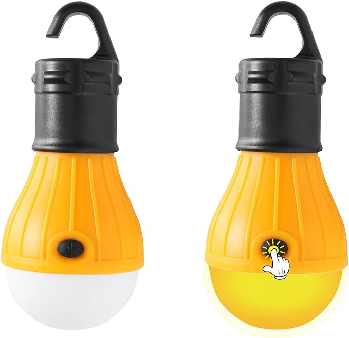 KINUR Sleep Aid Camping Light Bulbs Soft Amber Yellow Color Bug Resistent Portable Hanging Lantern for Kids,Baby,Camping,Hiking,Fishing,Decoration,Gift.(Batteries Not Included)