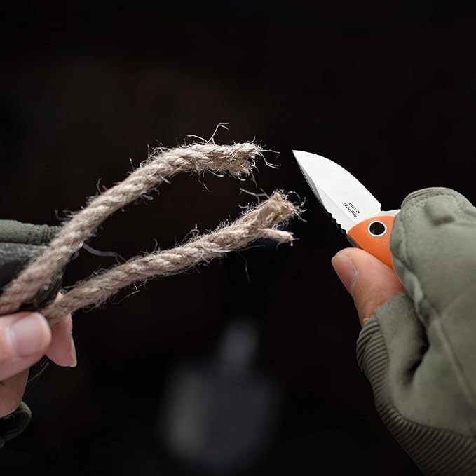 TONIFE Neck Knife Mini Outdoor Survival Fixed Blade Knife, EDC High Hardness Sharp Blade 1.7'' Portable Neck with Kydex Sheath and Ball Chain (orange)