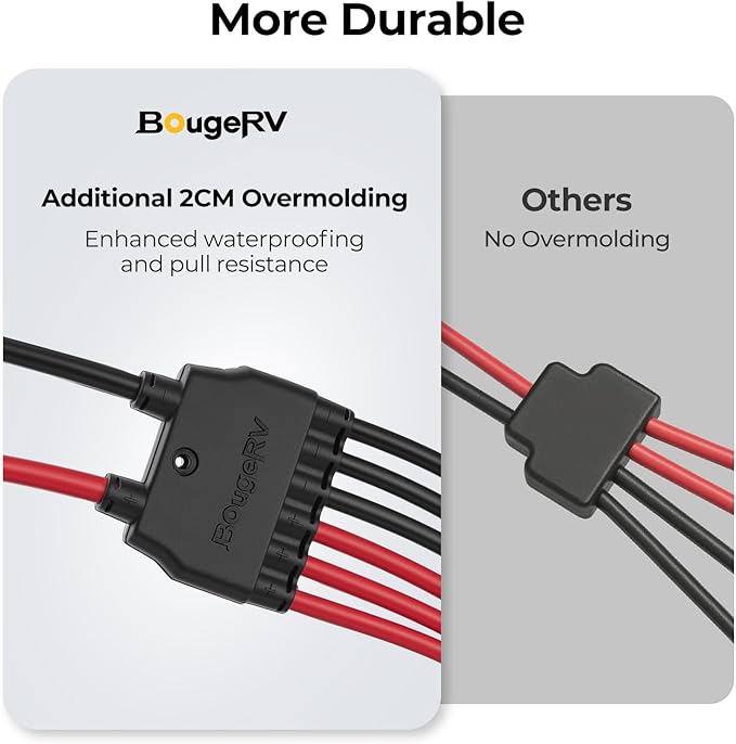 BougeRV Solar Parallel Connectors for 2-3 Solar Panels, 2 to 6 Y Branch 10AWG Adapter Splitter Cable Wire Plug PV Tool Kit, Waterproof (MFFF/FMMM)