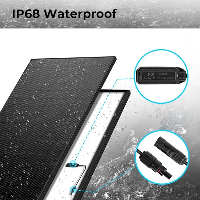 SUNGOLDPOWER 2PCS 500W Solar Panels Monocrystalline UL 61730, Grade A Solar Cell, Waterproof IP68, High Efficiency Solar Panel On/Off Grid Supplies for RV, Tiny House, Marine, Household (Total 1000W)