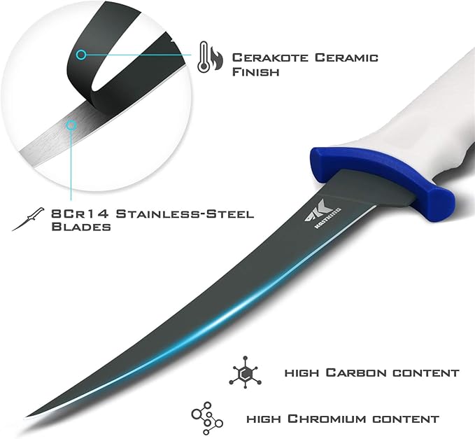 KastKing Spartacus Fillet Knife, Boning and Food Prep Knife, Razor Sharp 8Cr14 Stainless Steel Blade, 7 inch Fishing Knife