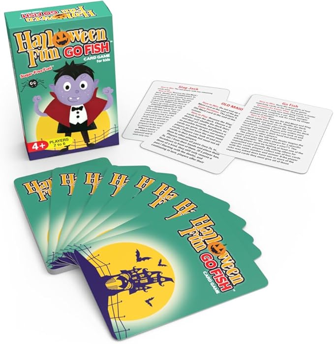 Halloween Fun Go Fish, a Family Game for Kids Ages 4 and Up - Play Go Fish, Old Maid and Slap Jack Using The Same Deck