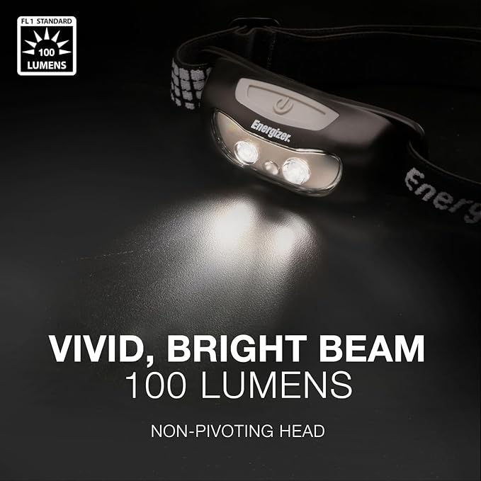Energizer Universal Plus LED Headlamp, Lightweight Bright Headlamp for Outdoors, Camping and Emergency Light for Adults and Kids, Includes Batteries, Pack of 2