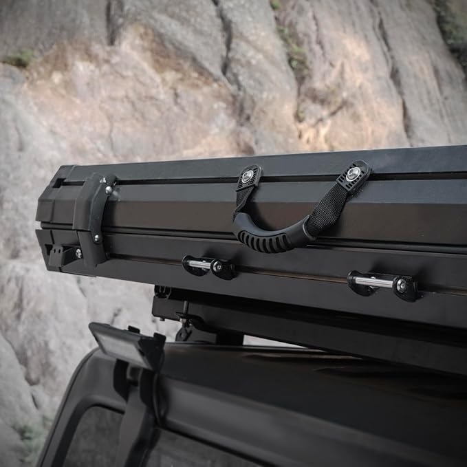 Hardshell Rooftop Tent, Car Roof Tent for Camping, Jeep, SUV, Van, with Aluminum Alloy Shell, 300D Oxford Cloth,3000mm Waterproof Rating, Mesh Windows, Mattress, Ladder, for 2-3 People, Black