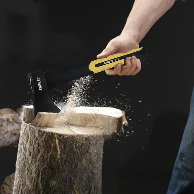 Small Camping Axe, Forged Steel Blade with Shock-Absorbing Handle, Outdoor Hatchet for Camping&Kitchen, Wood Chopping and Kindling