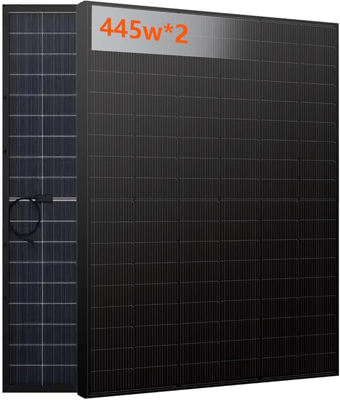2PCS 445 Watt Solar Panels 12/24Volt Bifacial Solar Panel kit High Efficiency for RooftopPortable Power Station Farm Yacht and Other OffGrid Applications Total 890W