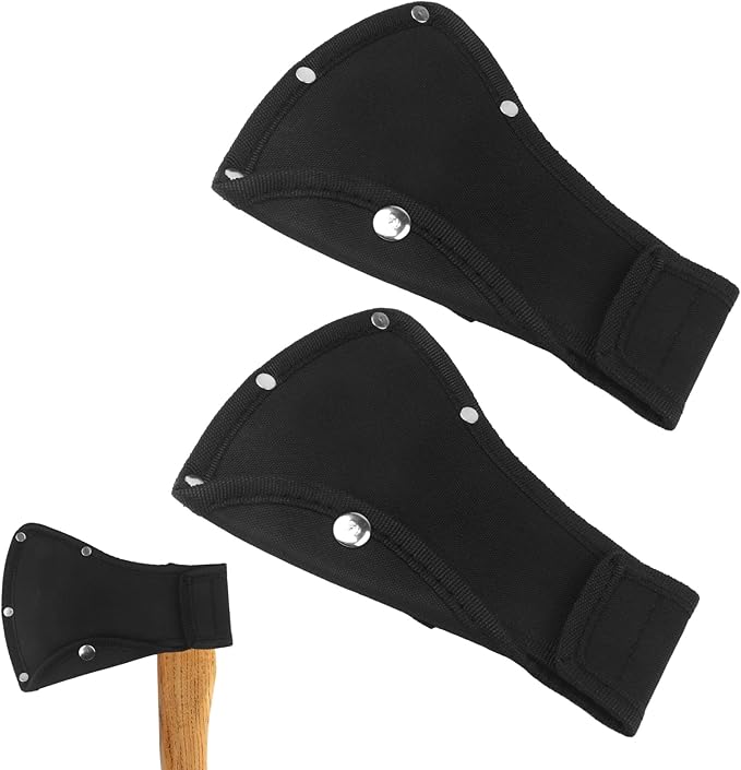 Hatchet Head Sheath Black Axe Sheath - Heavy-Duty Axe Head Cover for 1-1/4lb Axes, Double Snap Hatchet Blade Protector with Belt Loop, Hatchets Edge Protector for Camping, Hiking & Outdoor Work