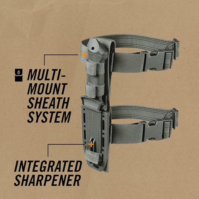 Gerber Gear LMF II Infantry Survival Knife, Military Grade Tactical Fixed Blade with Serrated Edge, Shock Absorbing Handle, Molle Sheath and Sharpener, Green