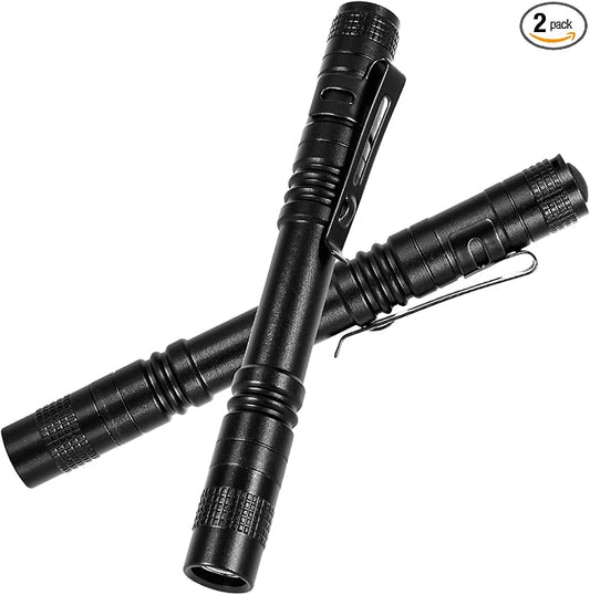 Pen Light Flashlight 2Pcs, LED Small Mini Pen Lights for Home, Emergency, Handheld Pocket Flashlights with Clip for Outdoor,Camping, IPX4 Waterproof Inspection Pen Flashlights