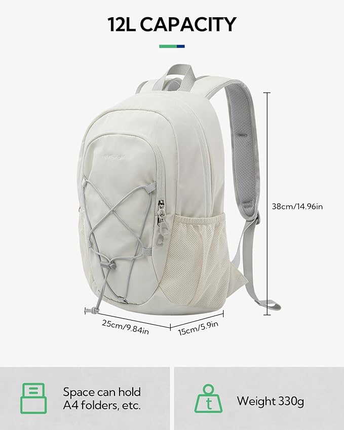 WATERFLY 12L Small Hiking Backpack: Day Pack Lightweight Travel Bag Camping Fitness Cycling Outdoor Sports Daypack For Women Men