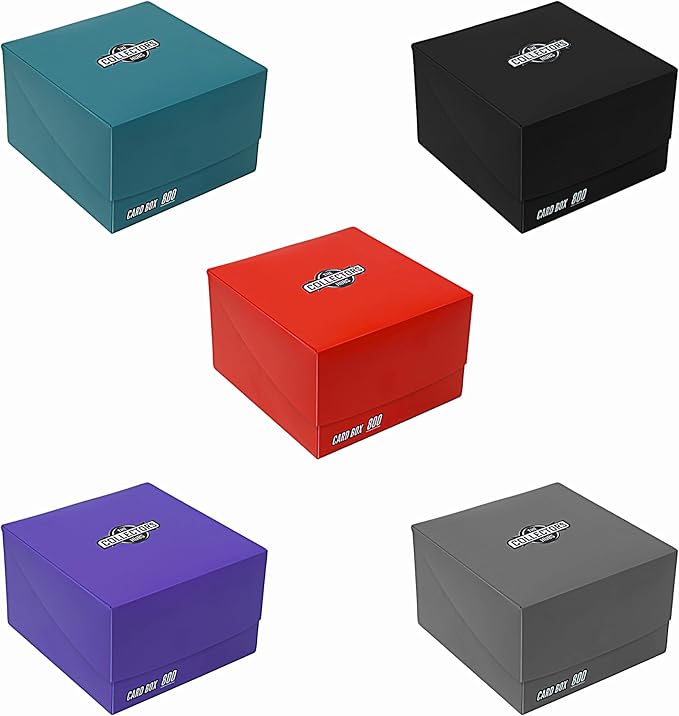 Trading Card Storage Box 800 - Black | Card Box 800+ holds standard 35pt cards | 4-in-1 Compartments| Strong Double Wall Design | 8 dividers | Sports & Baseball Card Deck Boxes - Black
